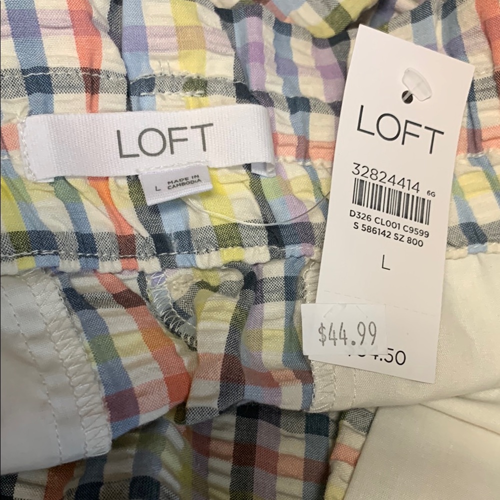 Loft women’s paper bag seersucker high waist shorts size large NWT - Picture 5 of 5